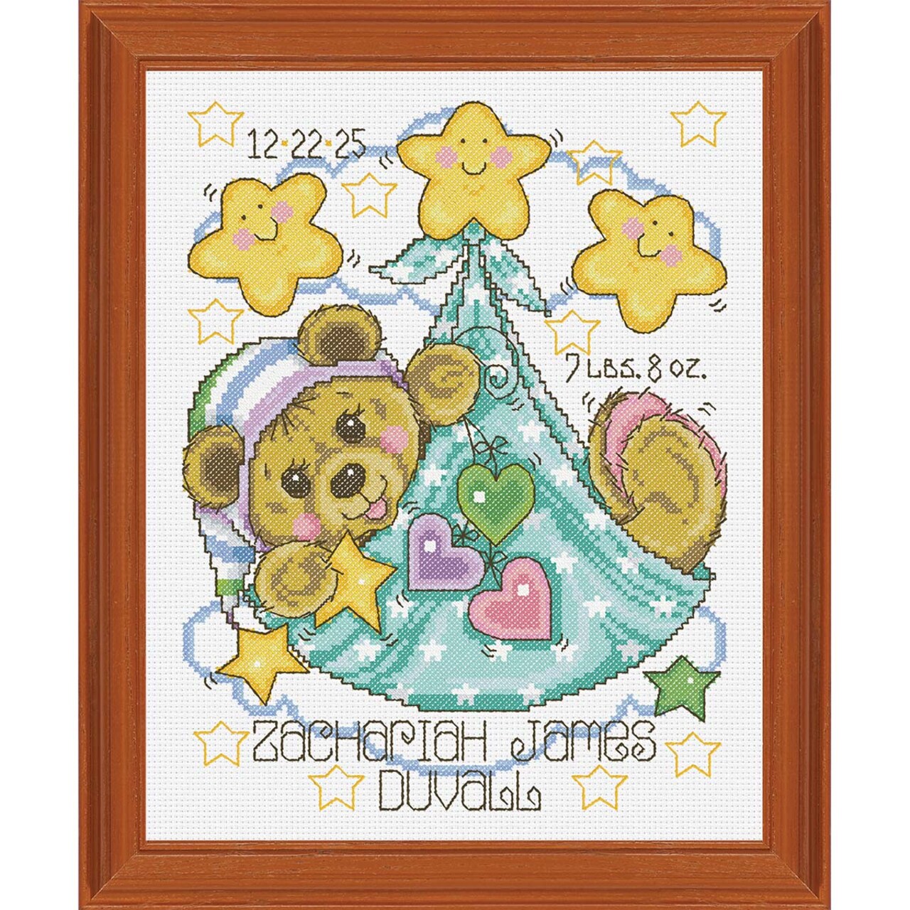 Baby by Herrschners Cozy Teddy Birth Record Counted Cross-Stitch Kit
